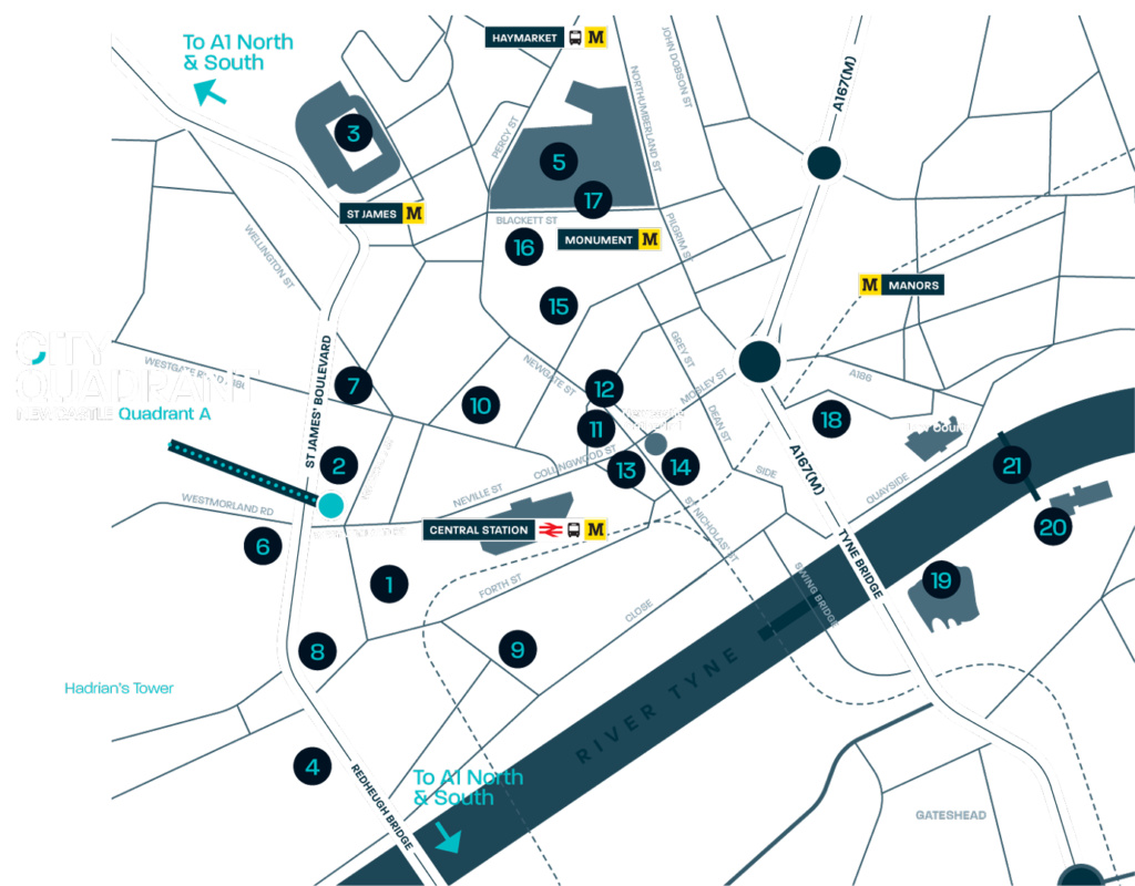 Map showing the location of City Quadrant